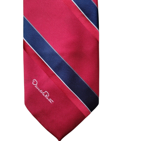 Oscar De La Renta Men All Silk Fabric Woven Tie 3.5" Width 60" Length Excellent - Picture 3 of 4